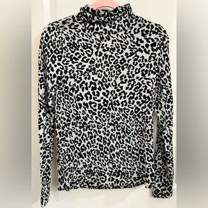 LOFT Animal Print Turtleneck Top Small NWT